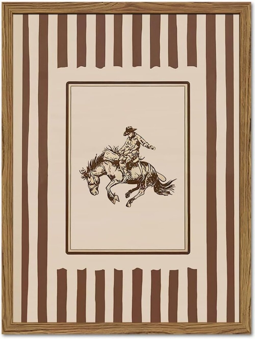 Vintage Western Cowboy Wall Art Retro Striped Cowboy Rodeo Wall Decor Paintings,